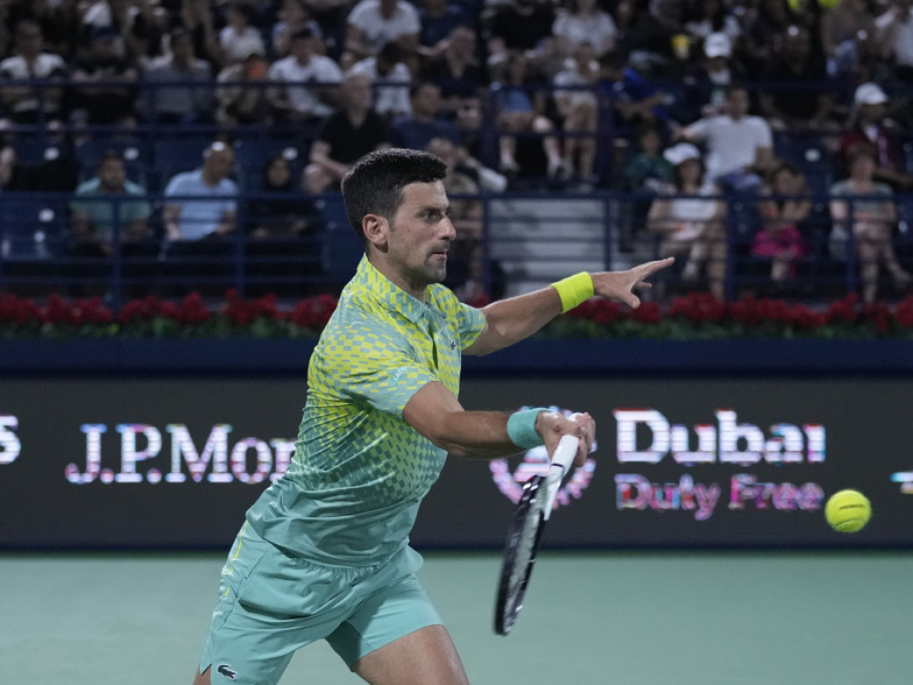Novak Đoković u meču na ATP Dubai
