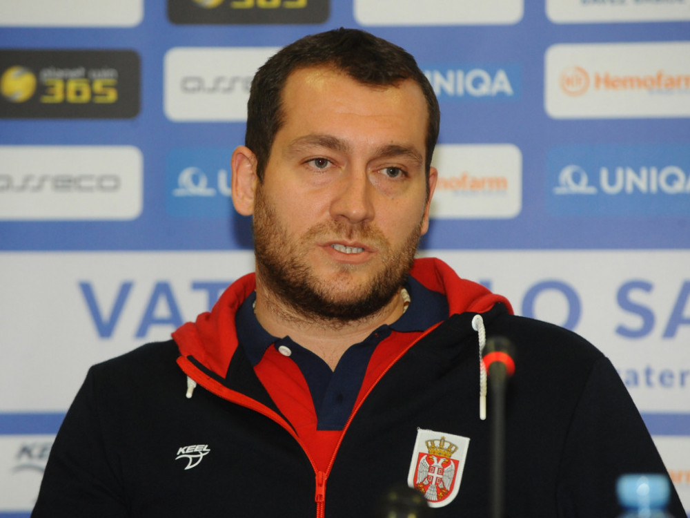 Uroš Stevanović, selektor najboljih vaterpolista Srbije, drži konferenciju za medije