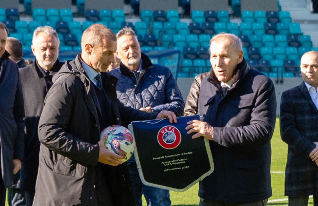 Aleksandar Čeferin, predsednik UEFA, u društvu prvog čoveka FSS, Dragana Džajića