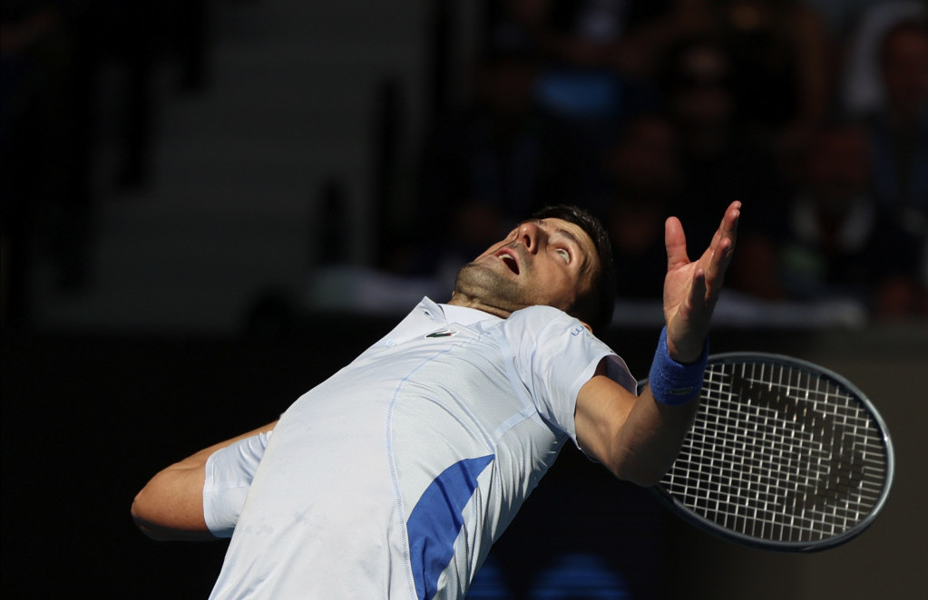 Novak Đoković na meču Australijan Opena protiv Janika Sinera