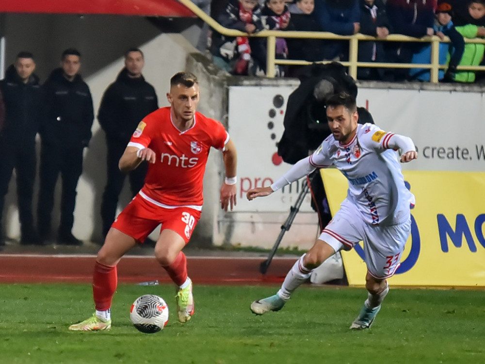 Stefan Cvetković, fudbaler Radničkog iz Niša, na meču sa Crvenom zvezdom
