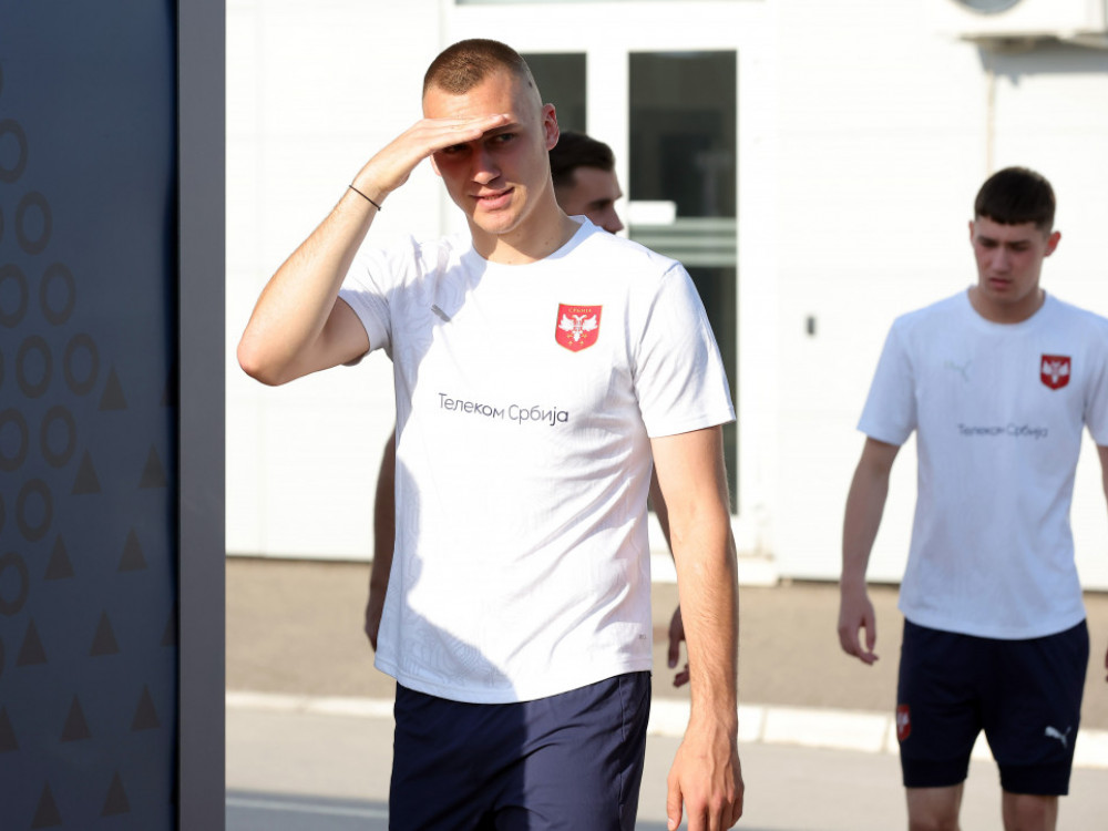 Nikola Štulić, srpski fudbaler, na treningu reprezentacije