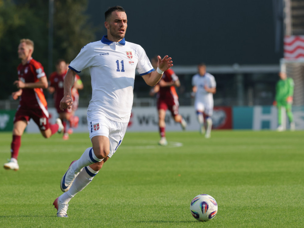 Filip Kostić, srpski fudbaler, na meču sa Letonijom