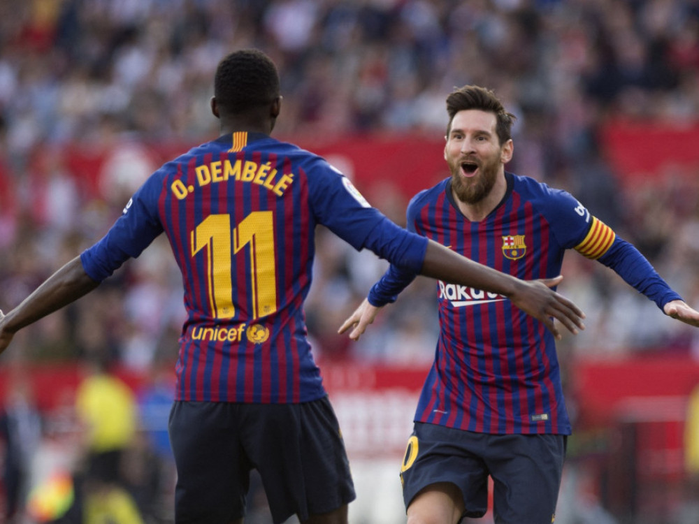 Lionel Mesi i Usman Dembele tokom dana u Barseloni