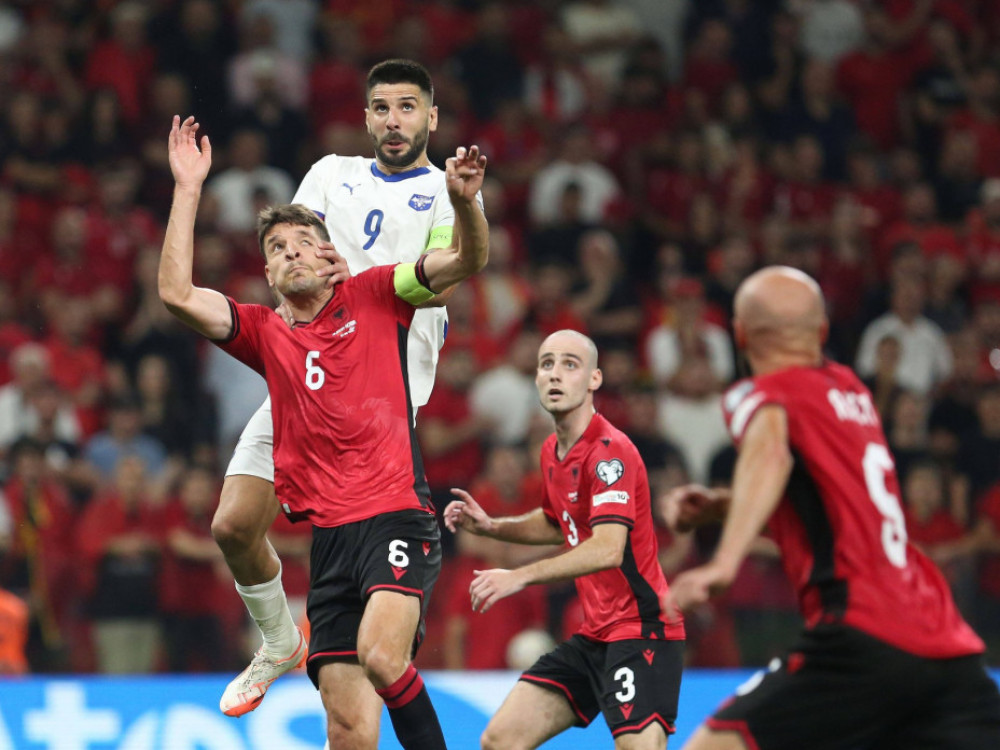 Aleksandar Mitrović, fudbaler Srbije, na junskom meču sa Albanijom