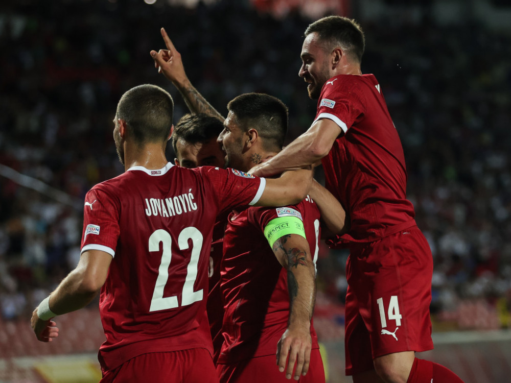 Fudbalski reprezentativci Srbije, slave jednu od pobeda u Ligi nacija
