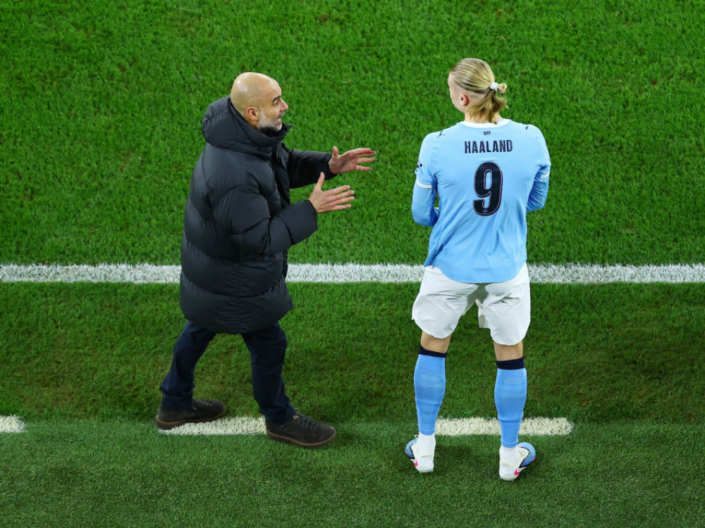 Pep Gvardiola i Erling Haland, trener i fudbaler Mančester sitija