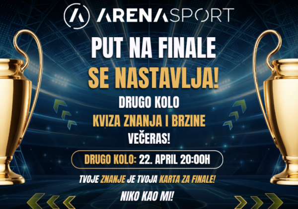 VEČERAS OD 20 SATI JE 2. KOLO kviza znanja i brzine TV Arena sport: Nastavlja se borba za put na finale Lige šampiona!