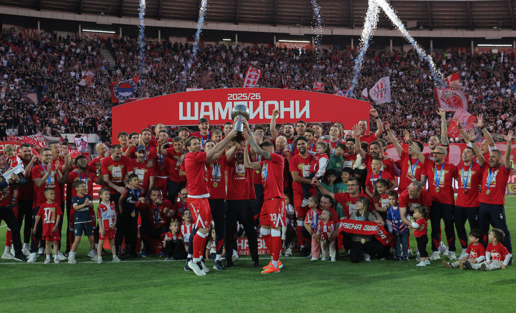 Slavlje fudbalera Crvene zvezde, šampiona Mozzart Bet Superlige Srbije 2025/26.