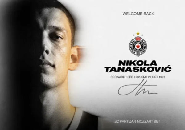Partizan potvrdio još jedno pojačanje: Tanasković je crno-beli